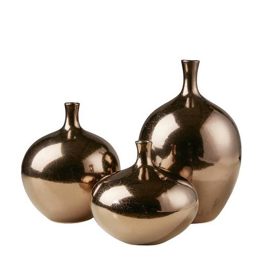 Metallic Bronze 3pc Vase set