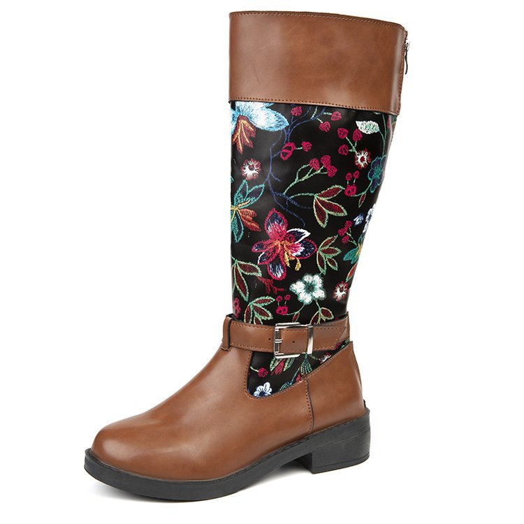 Flower Print Western Boots