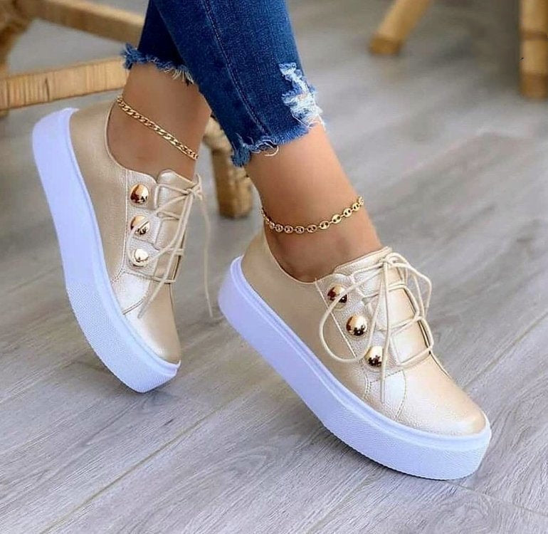 Lace-up Rivet Casual Shoes