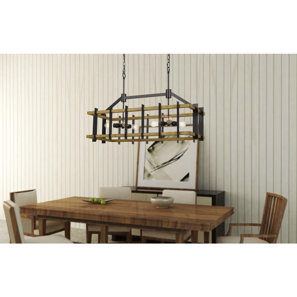 Bruck 60W X 6 Metal/Pine Wood Island Chandelier  (Edison Bulbs Not included)