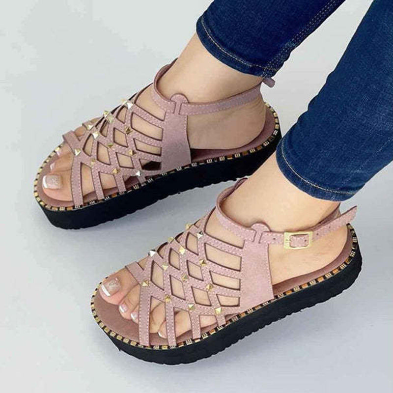 Thick Sole Rivet Roman Sandals