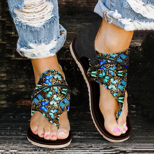 Leopard Print, Butterflies, Sunflowers Beach Sandals