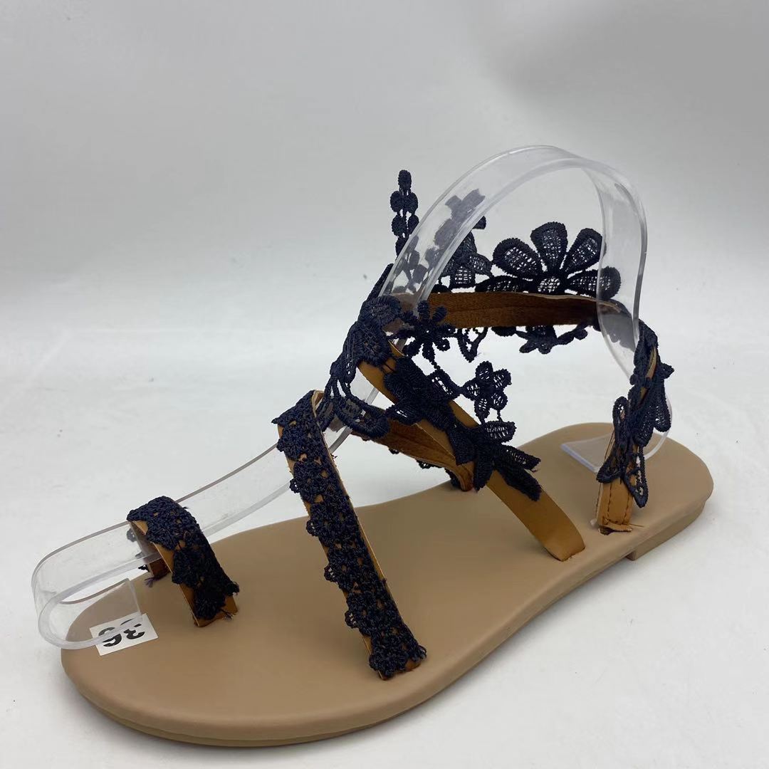 Bohemian Flower Casual Flat Roman Sandals