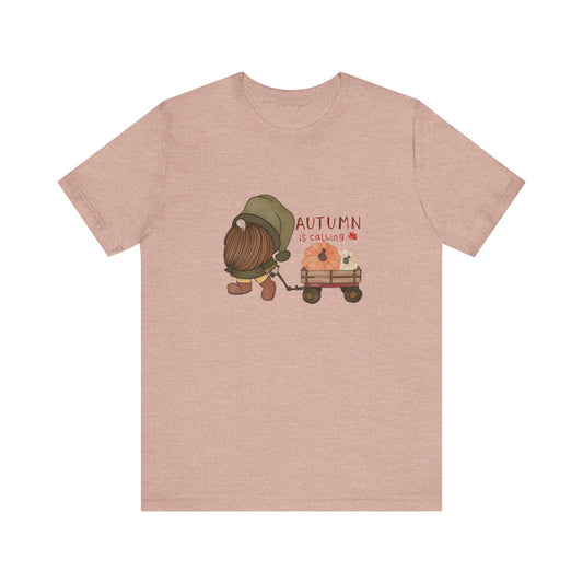 Autumn is Calling Gnome with Pumpkins Unisex Jersey Short Sleeve Tee