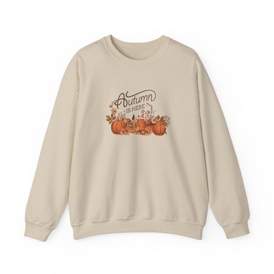 Autumn is Here, pumpkins Unisex Heavy Blend™ Crewneck Sweatshirt