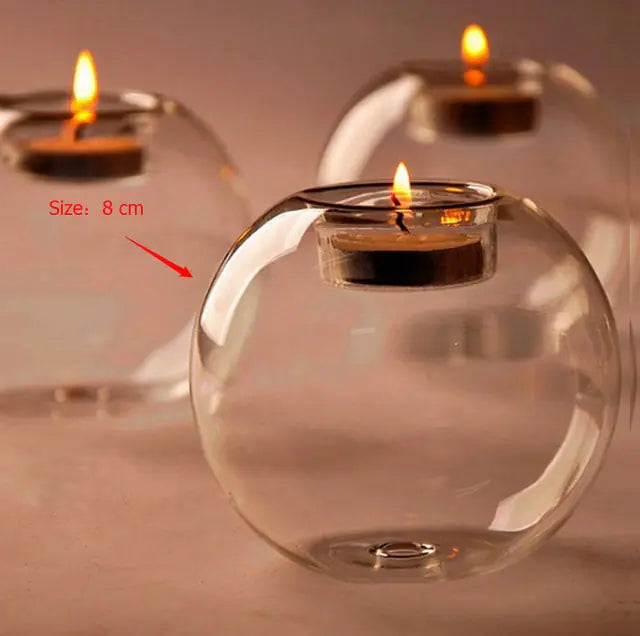 Round Hollow Glass Candle  Holder