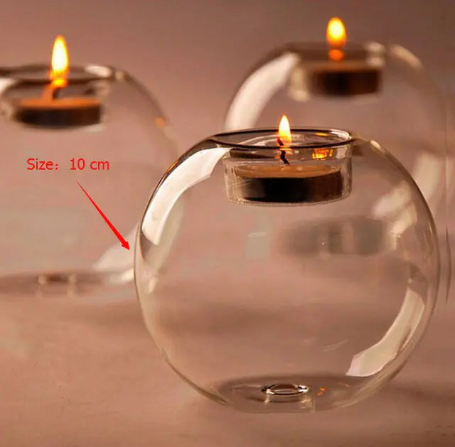 Round Hollow Glass Candle  Holder