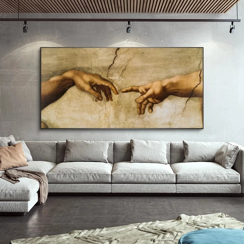 The Creation of Adam By Michelangelo Canvas Painting Print