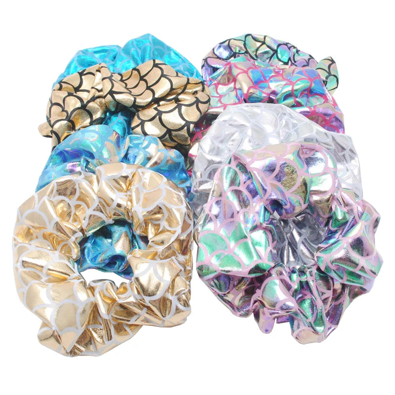 6Pieces Glitter Bling Metallic Large Hair Scrunchies