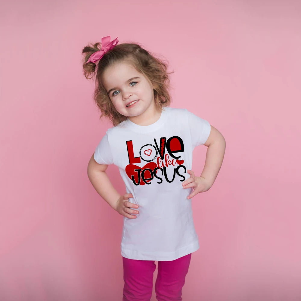 Love Like Jesus Kids Christian Heart Quote t-shirt