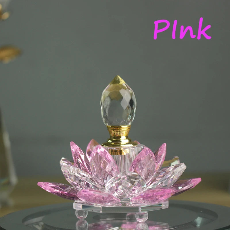 Colorful Rainbow Crystal Perfume Bottle Lotus Flower