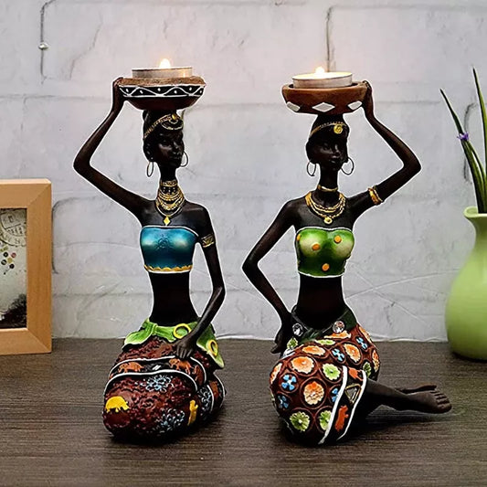 Candle Holders African Women 8.5"