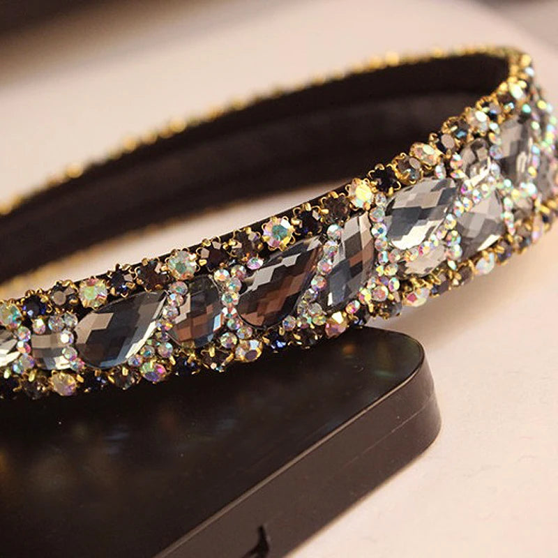 Handmade Black And Gray Luxury Crystal Rhinestone Hairbands