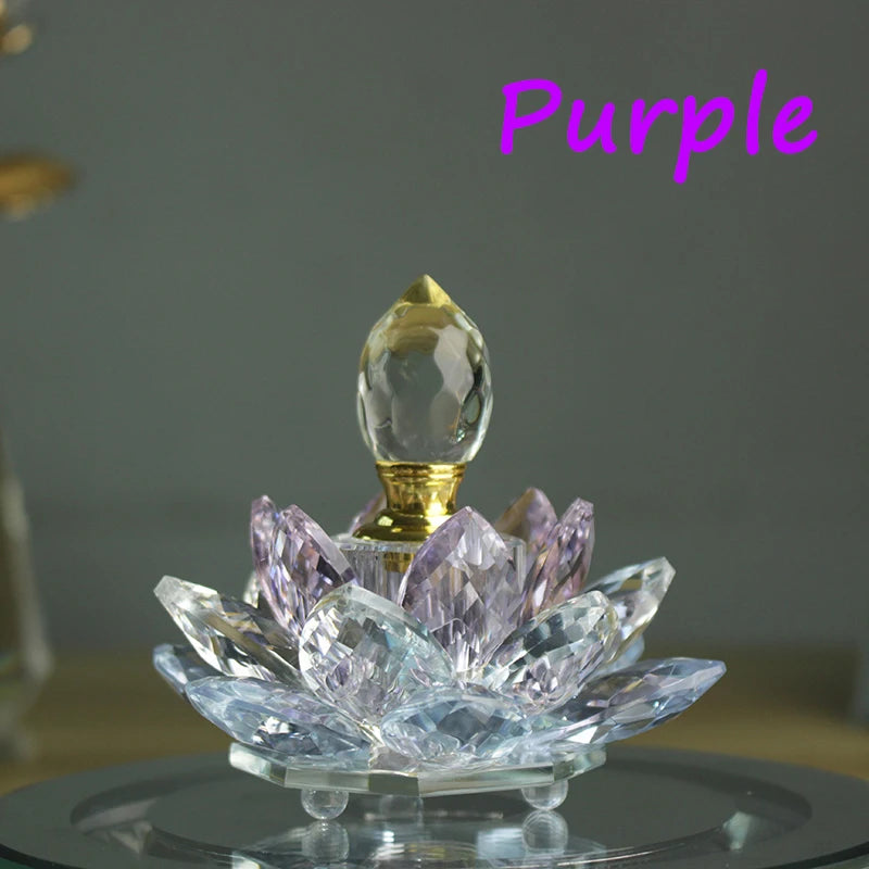 Colorful Rainbow Crystal Perfume Bottle Lotus Flower