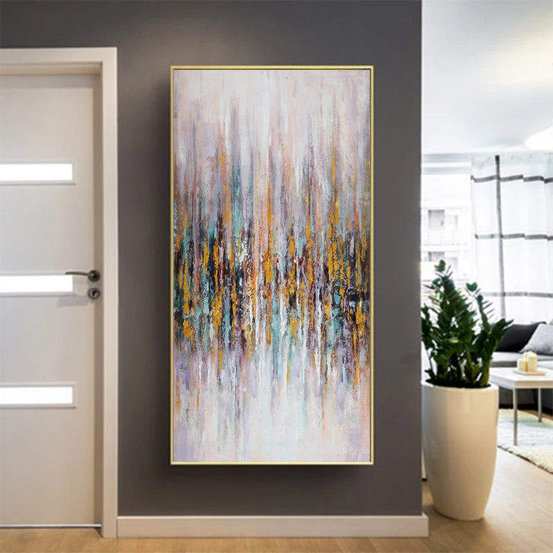 Abstract canvas painting large size golden art print