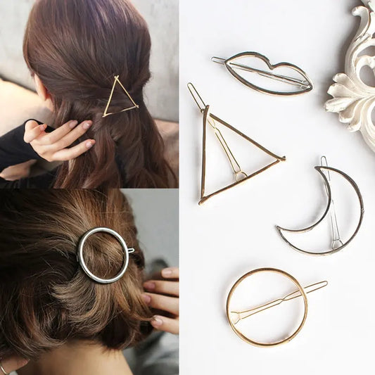 Metal Geometric Alloy Hairband Moon Circle Barrette