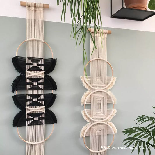 Macrame Wall Hanging Wooden Round Cotton Wall Decoration