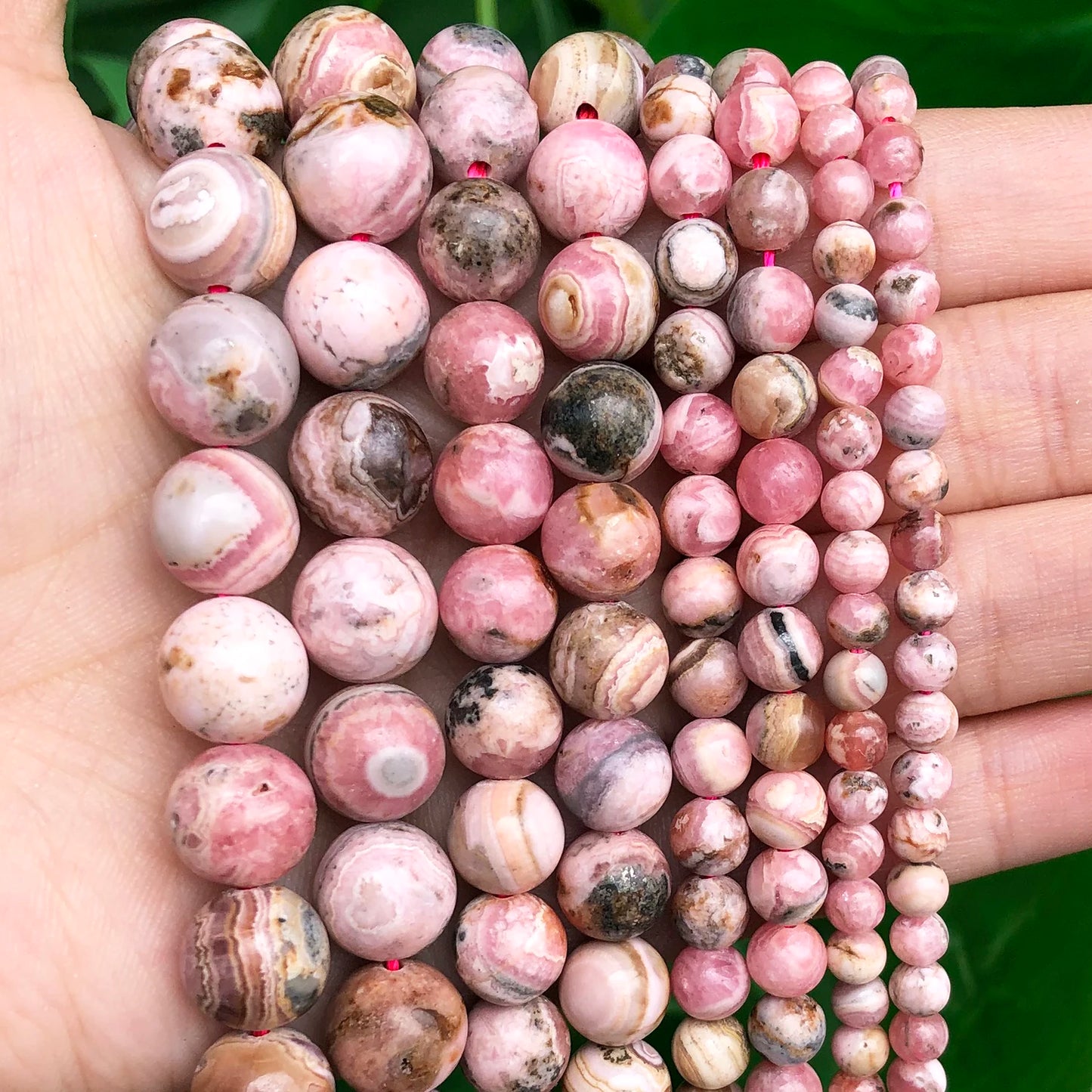 AAA Grade Natural Argentina Rhodochrosite Genuine Stone Round Loose Beads 7.5''