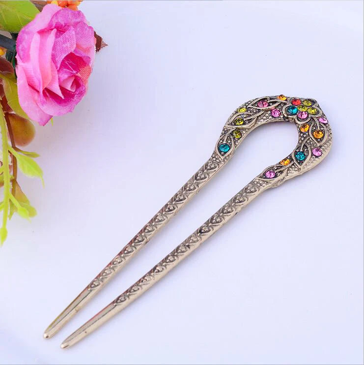 Vintage Antique Bronze Plated Hairpins