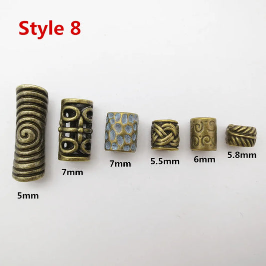 6Pcs/Pack mix Bronze Viking Rune hair braid rings