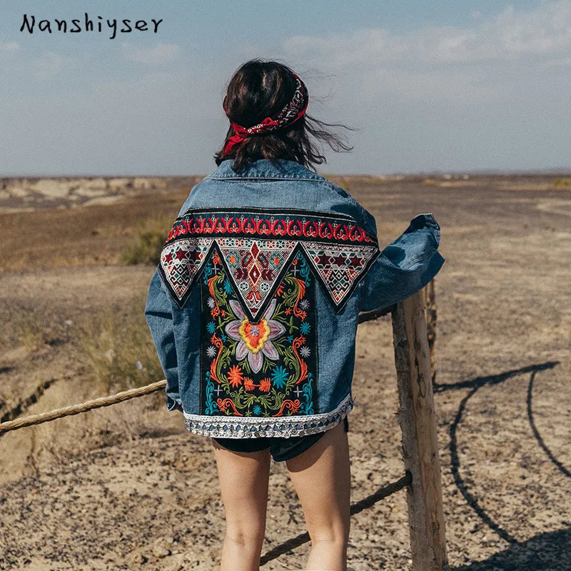 Embroidered Beaded Denim Jacket