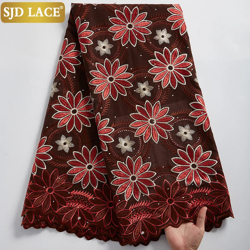 Swiss-style Voile Lace With Stones High Quality Cotton Lace Fabric