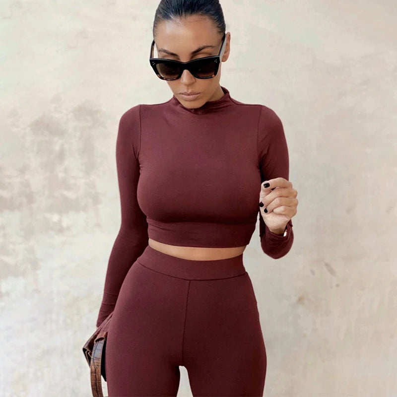 Bodycon Two Piece Set Long Sleeve Tracksuits