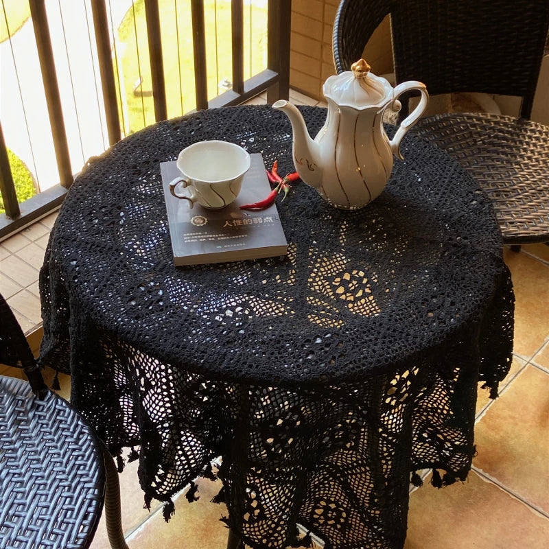 Pastoral Handmade Crochet Square Cotton Tablecloth