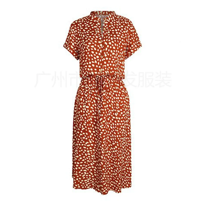 Bohemian Polka Dot Leopard Print Dress