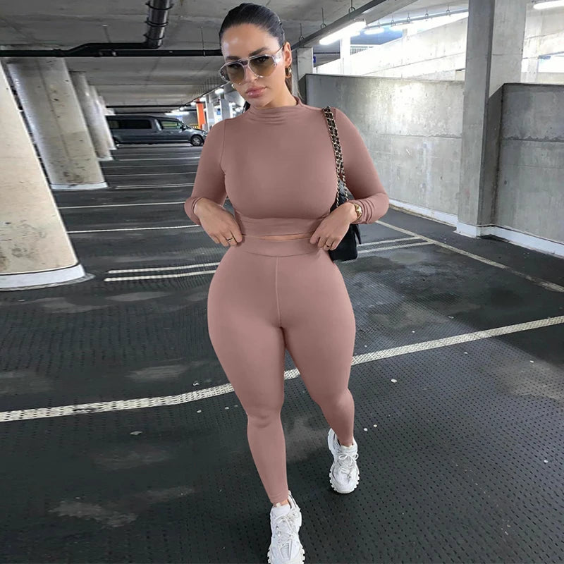 Bodycon Two Piece Set Long Sleeve Tracksuits