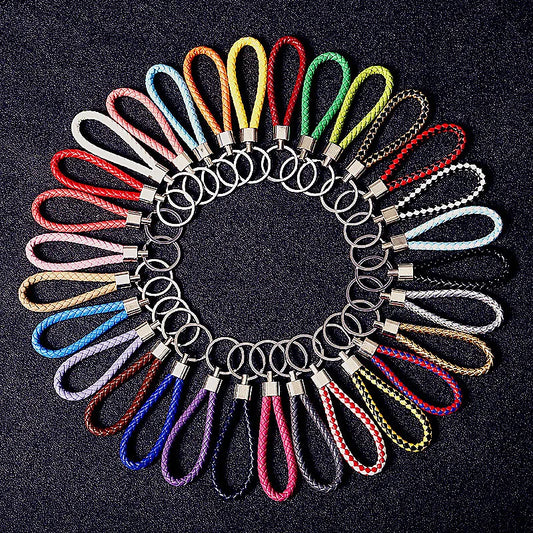 PU Leather Braided Woven Rope keychain 30pcs/Lot Bulk