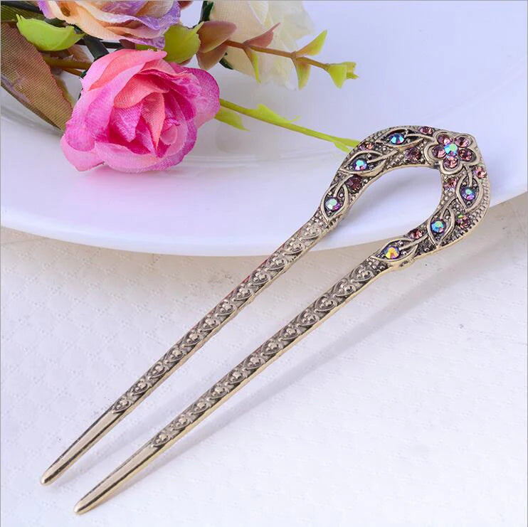 Vintage Antique Bronze Plated Hairpins