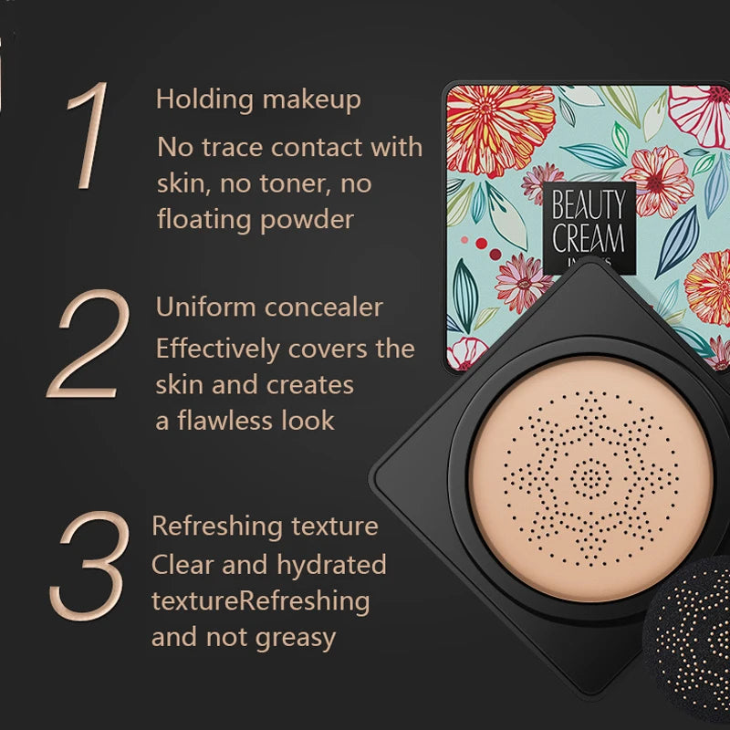 Mushroom Head Air Cushion, CC Cream Natural Moisturizing Foundation Concealer