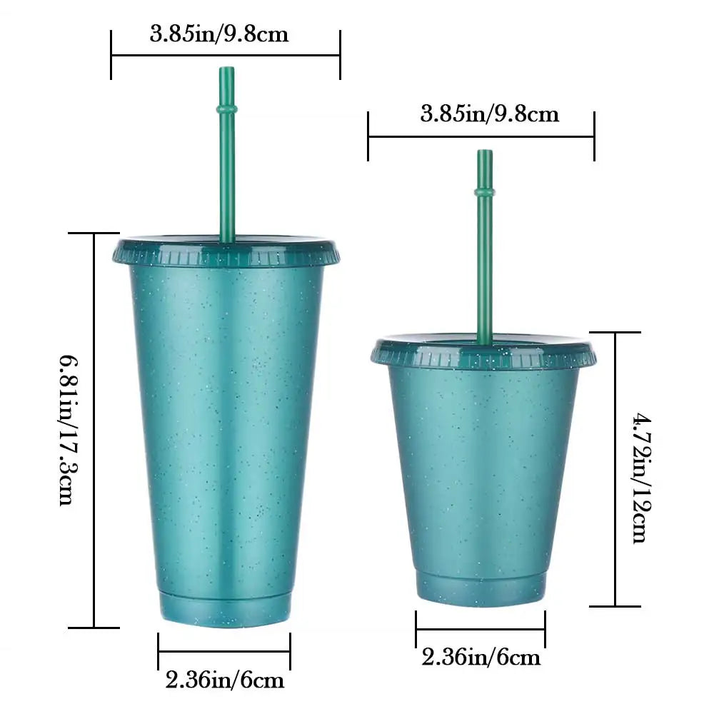 Reusable Hard Plastic Tumbler, With Straw, 5PCS