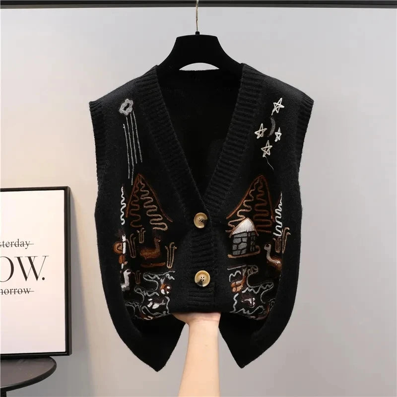 Sweater Knitted Vest Korean Fashion Cardigan