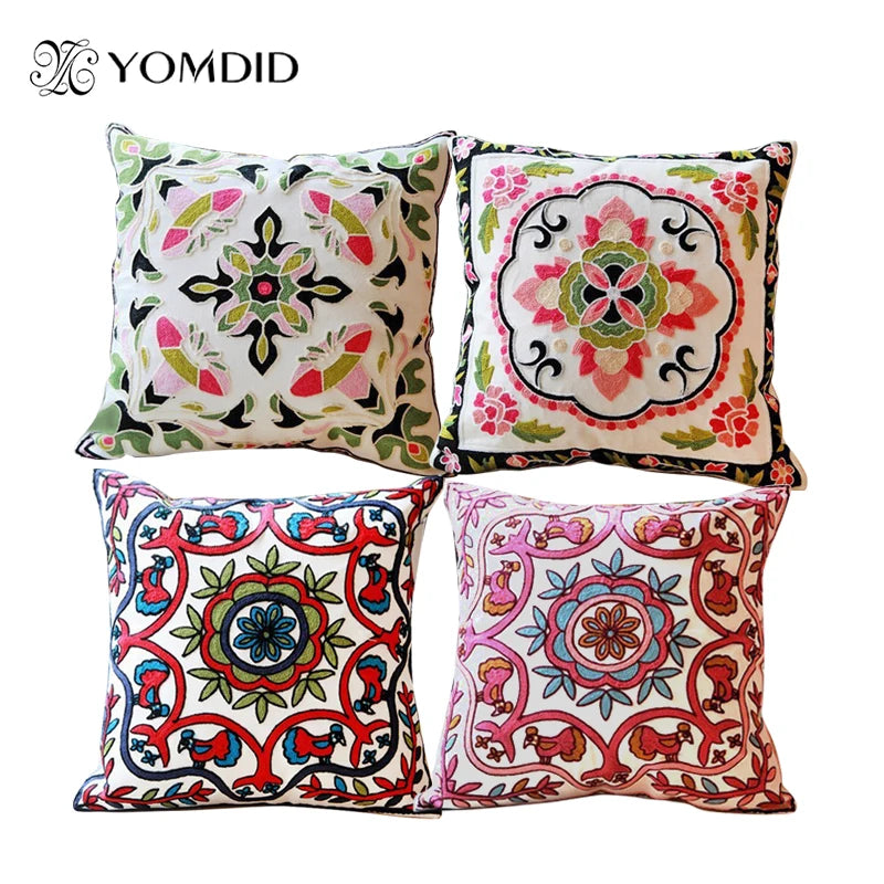 Hand-embroidered Decorative Pillow Covers