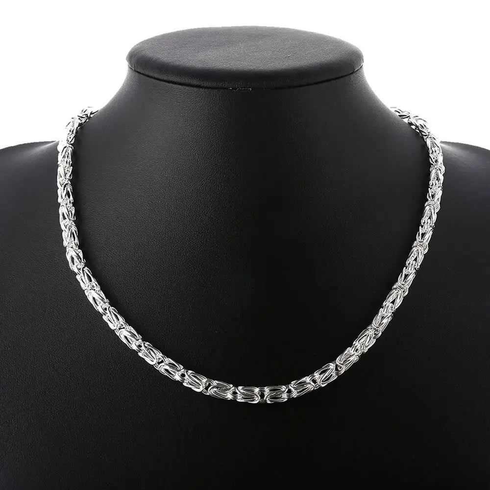 Classic 925 sterling Silver 6MM geometry chain necklace bracelet