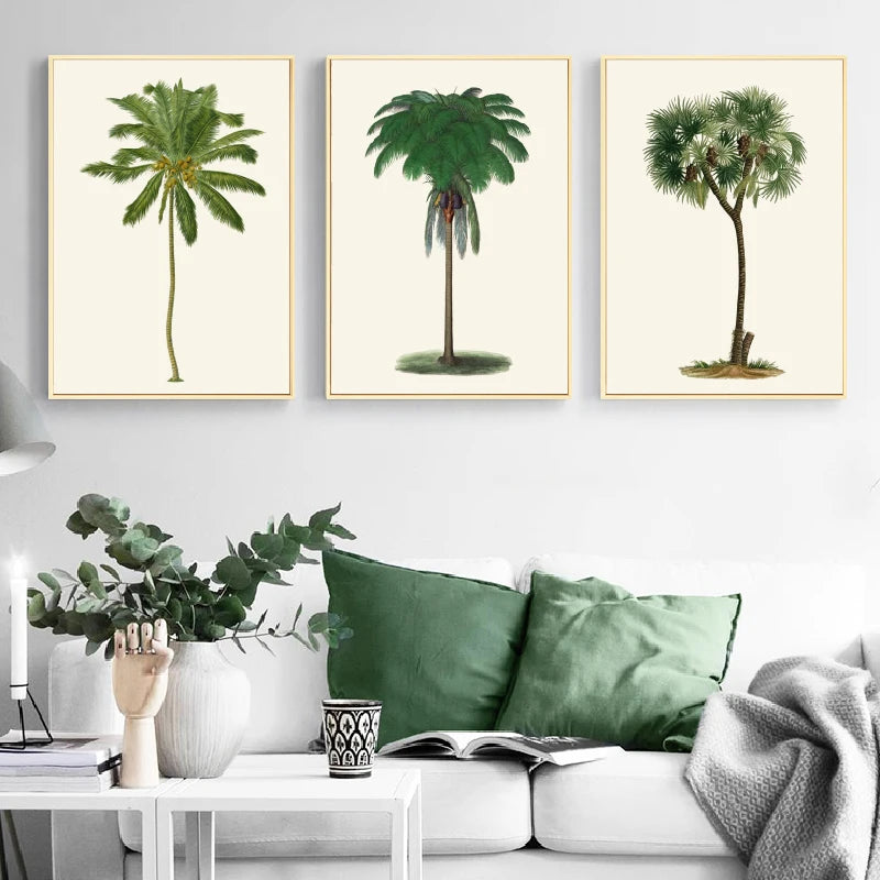 Tropical Palm Tree Vintage Illustrations Canvas Prints