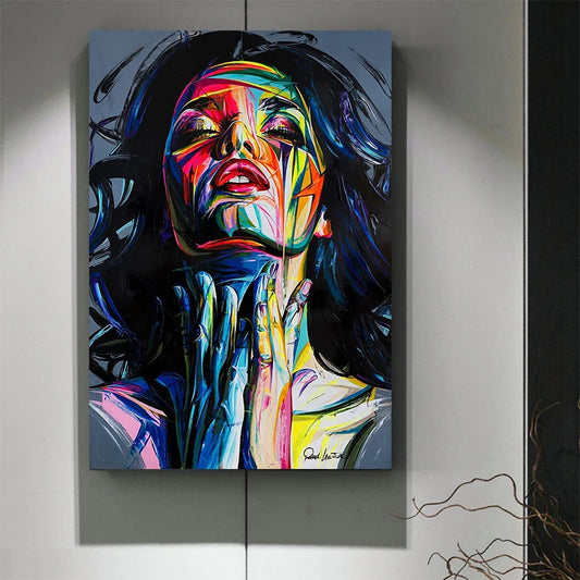 Colorful Woman Abstract Canvas Painting Print