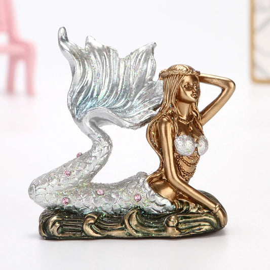 Resin Mermaid Figure Rhinestone Sea Maiden