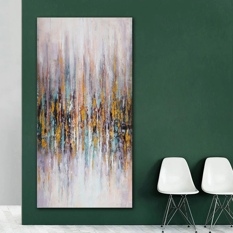 Abstract canvas painting large size golden art print