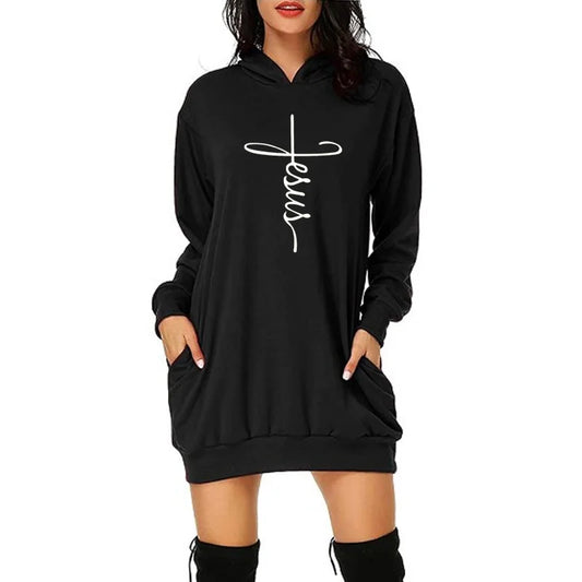 Jesus Cross Christian Cotton Casual Oversized Hoodie, 8 Colors