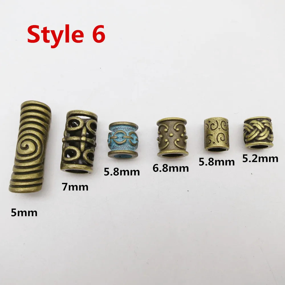 6Pcs/Pack mix Bronze Viking Rune hair braid rings