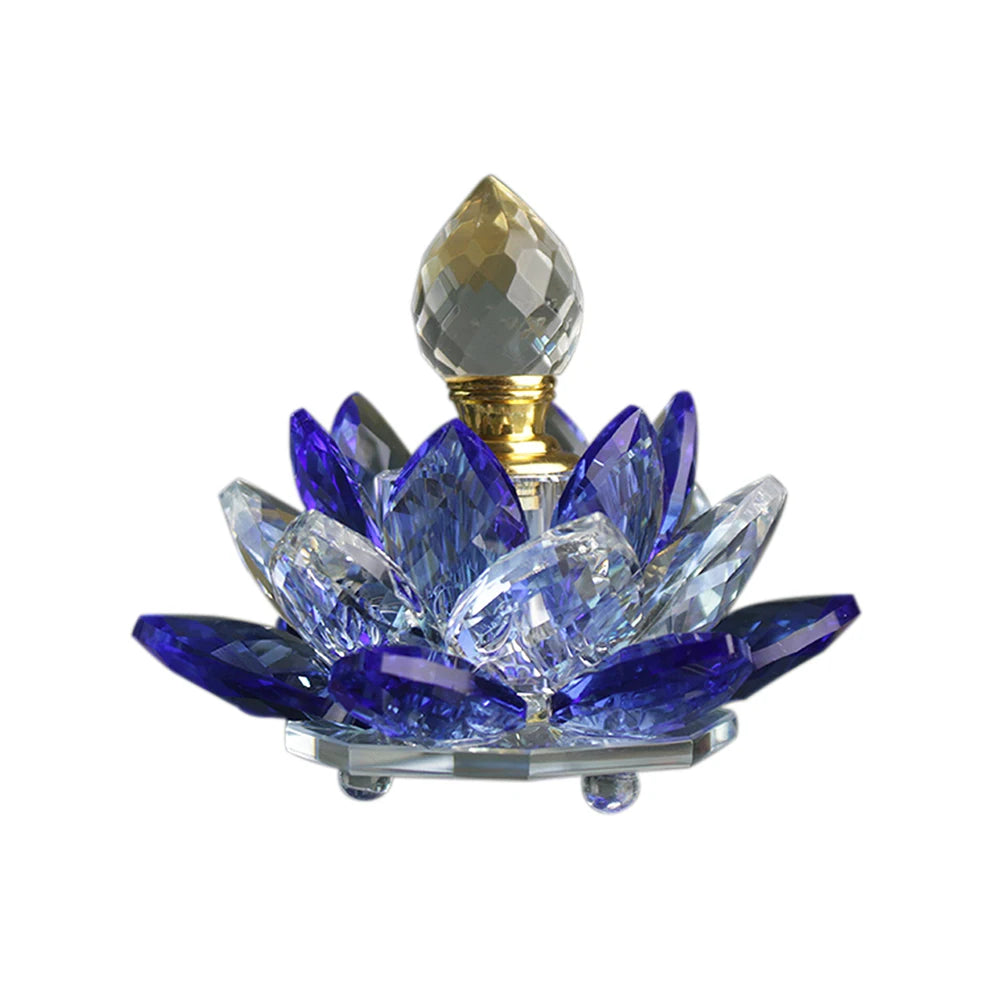 Colorful Rainbow Crystal Perfume Bottle Lotus Flower