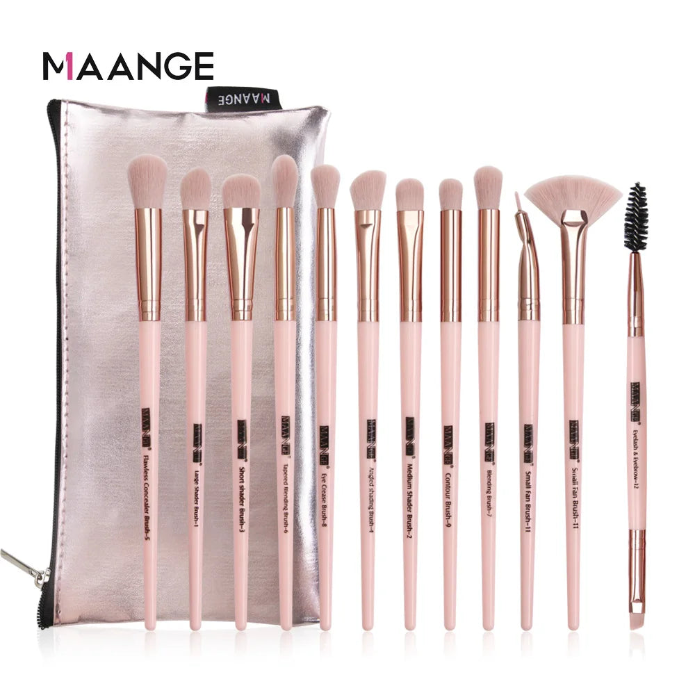 Pro 6/12pcs Eye Makeup Brushes Set With Cosmetic Bag Rose Gold