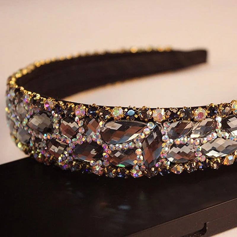 Handmade Black And Gray Luxury Crystal Rhinestone Hairbands