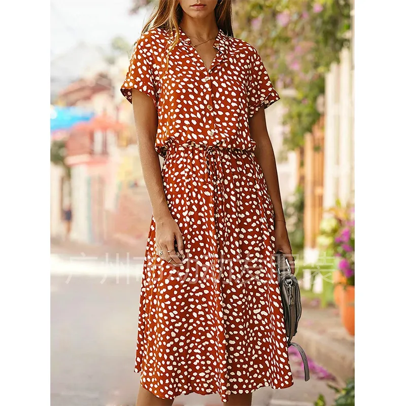 Bohemian Polka Dot Leopard Print Dress