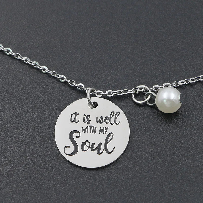 It Is Well With My Soul Stainless Steel Pendant Christian Jewelry