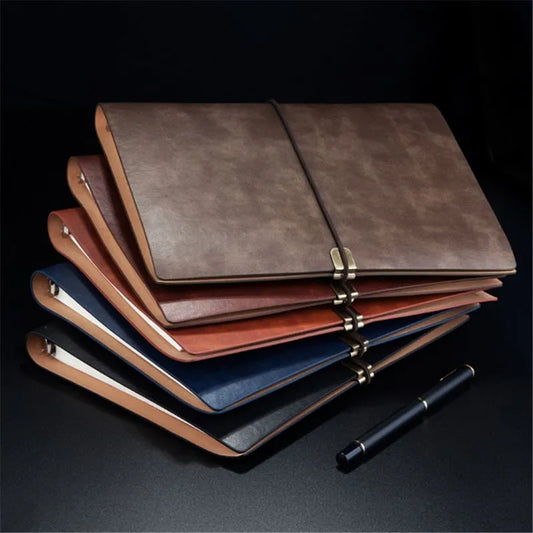 Pu Leather Notebook Cover Spiral A5 Travel Journal Diary 6 Ring Binder