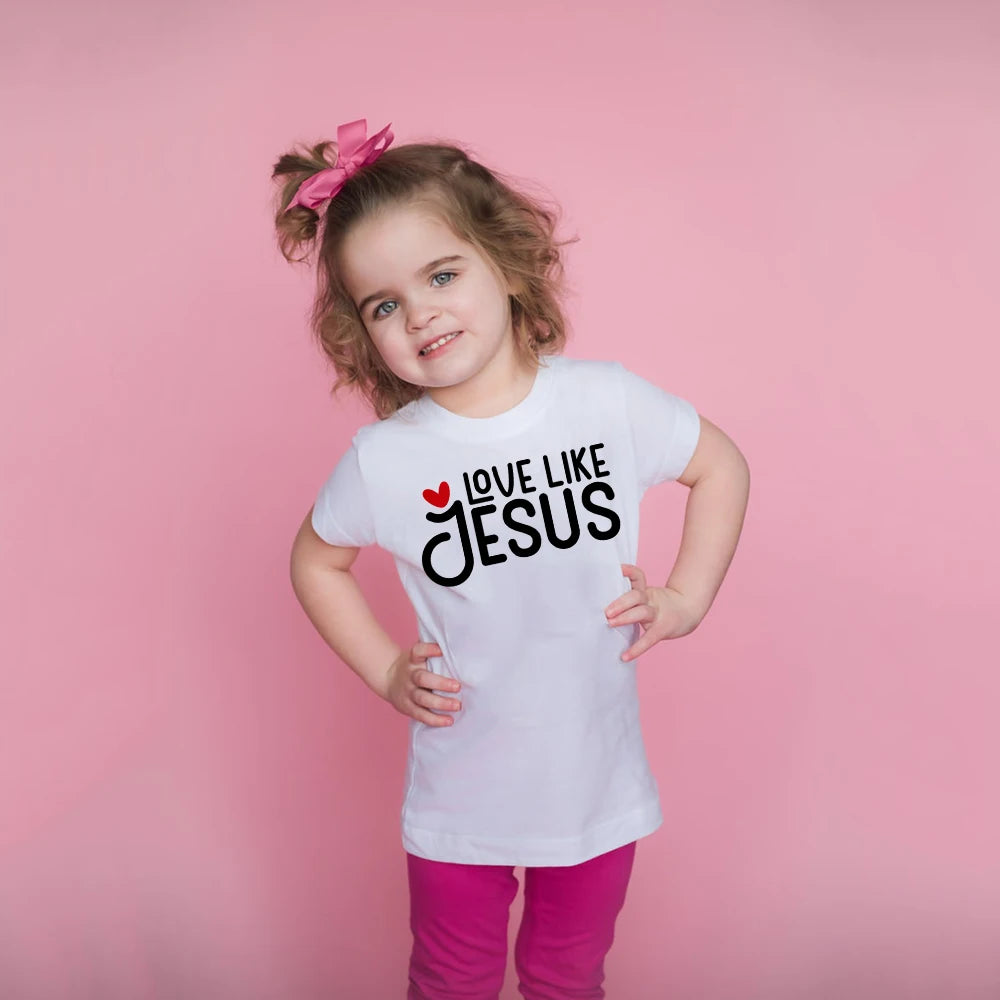 Love Like Jesus Kids Christian Heart Quote t-shirt